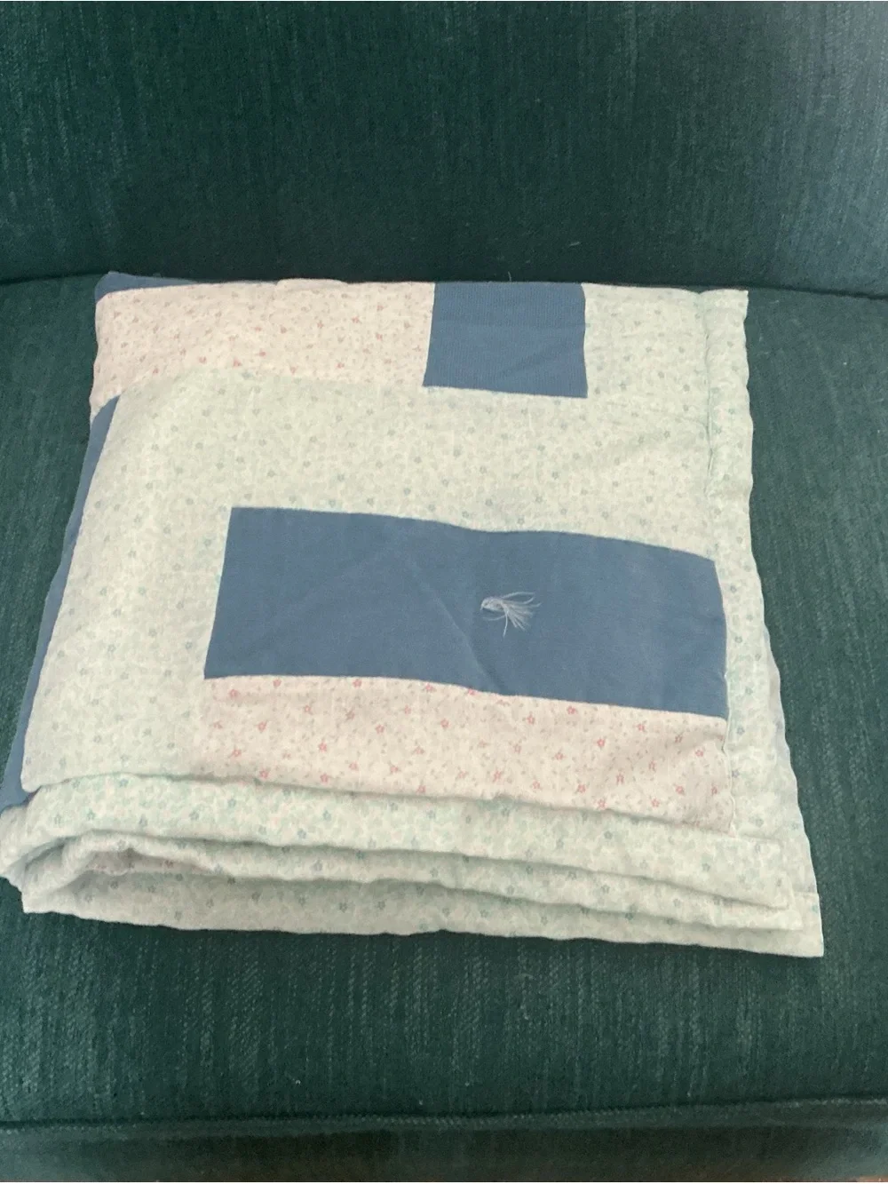 Patchwork Cotton Quilt in Light Green and Teal